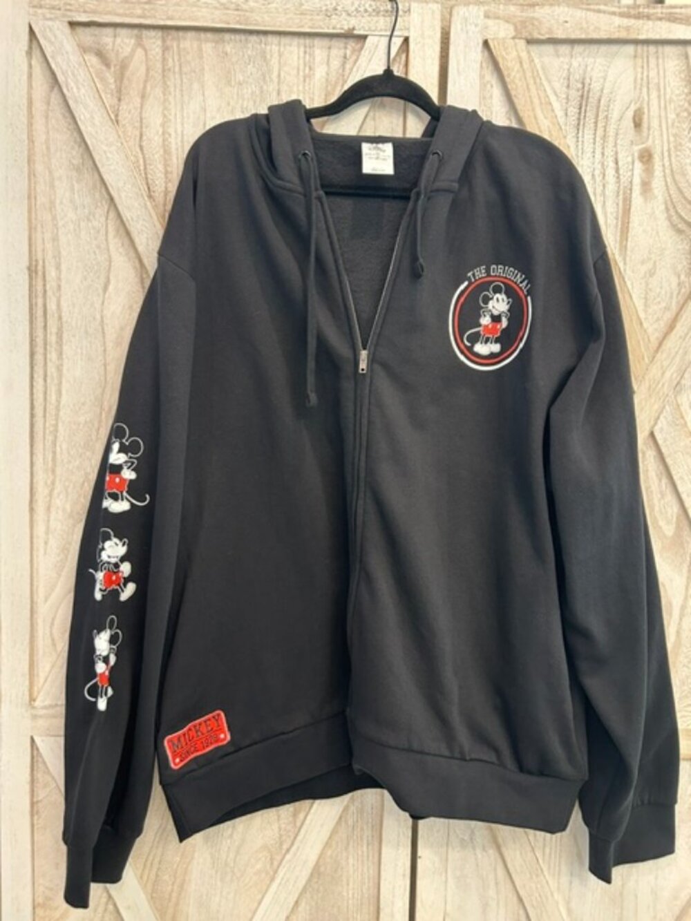 Disney Mickey Mouse Hoodie XXL Black Zip Up NWT Graphic 100% Cotton